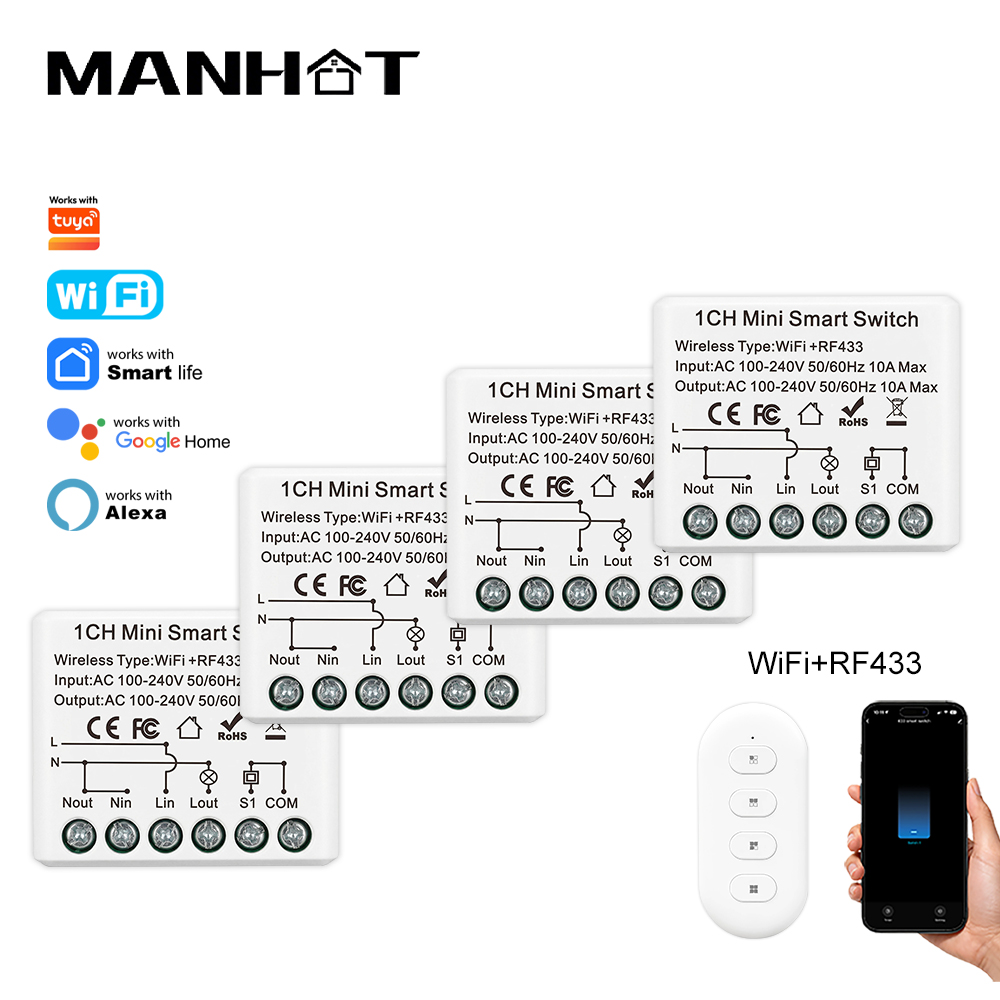 Smart Light Switch Wifi - 10A Mini WIFI Akıllı Anahtar RF433Mhz