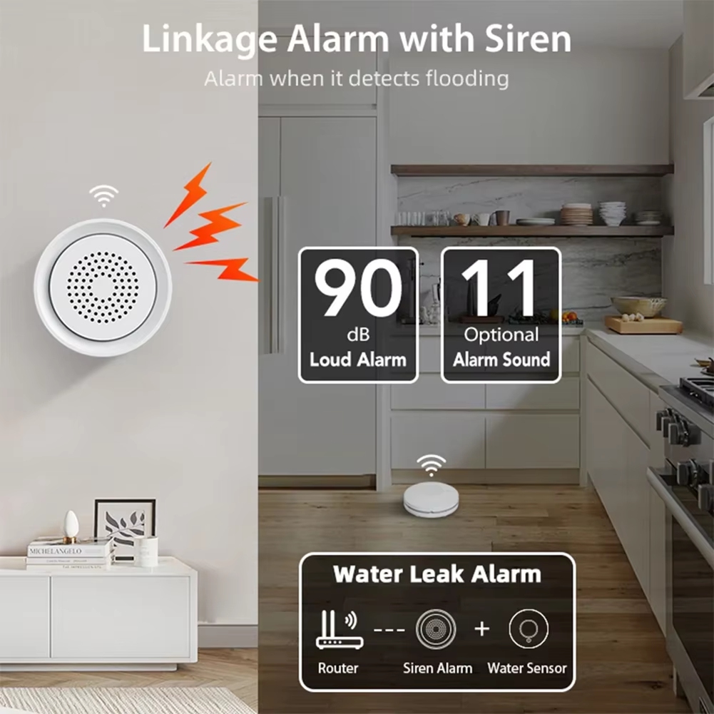 Smart Home Automation Kit - BTLIFE-Siren Alarmlı Su Kaçağı Dedektörü Wifi